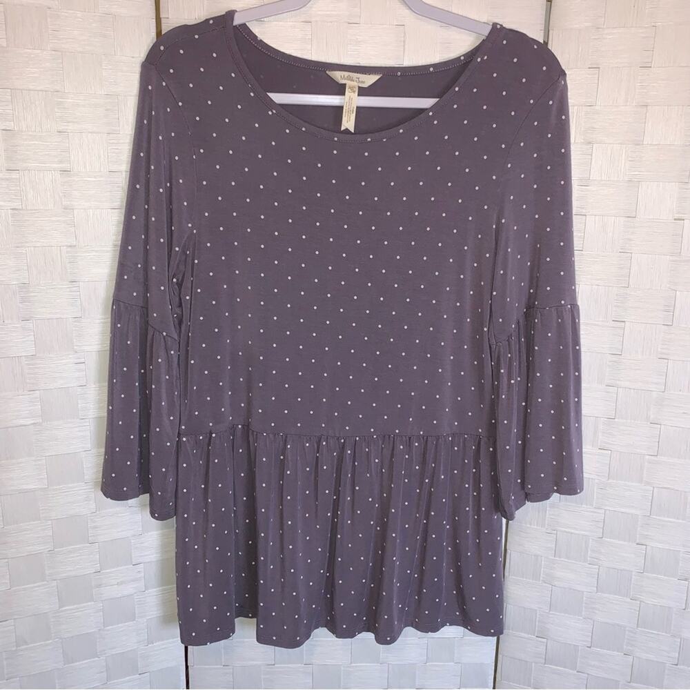 Matilda Jane Perfect In Purple Peplum Polka Dot Ruffle Blouse Womens Size Medium